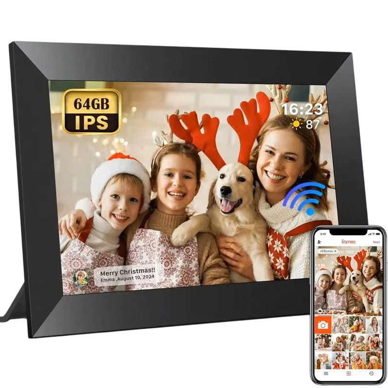 Digital fotoram 10,1 tum (25,7 cm) med Frameo-app, wifi och 32 GB – svart eller vit