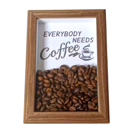 Tavelram med kaffebönor och dekorativt kaffemotiv