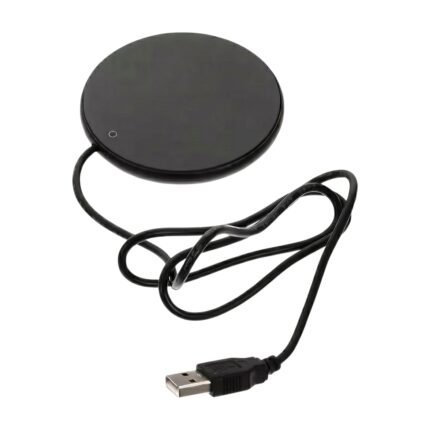 USB-koppvärmare för skrivbordet med rund värmeplatta och USB-anslutning för varma drycker hemma och på kontoret